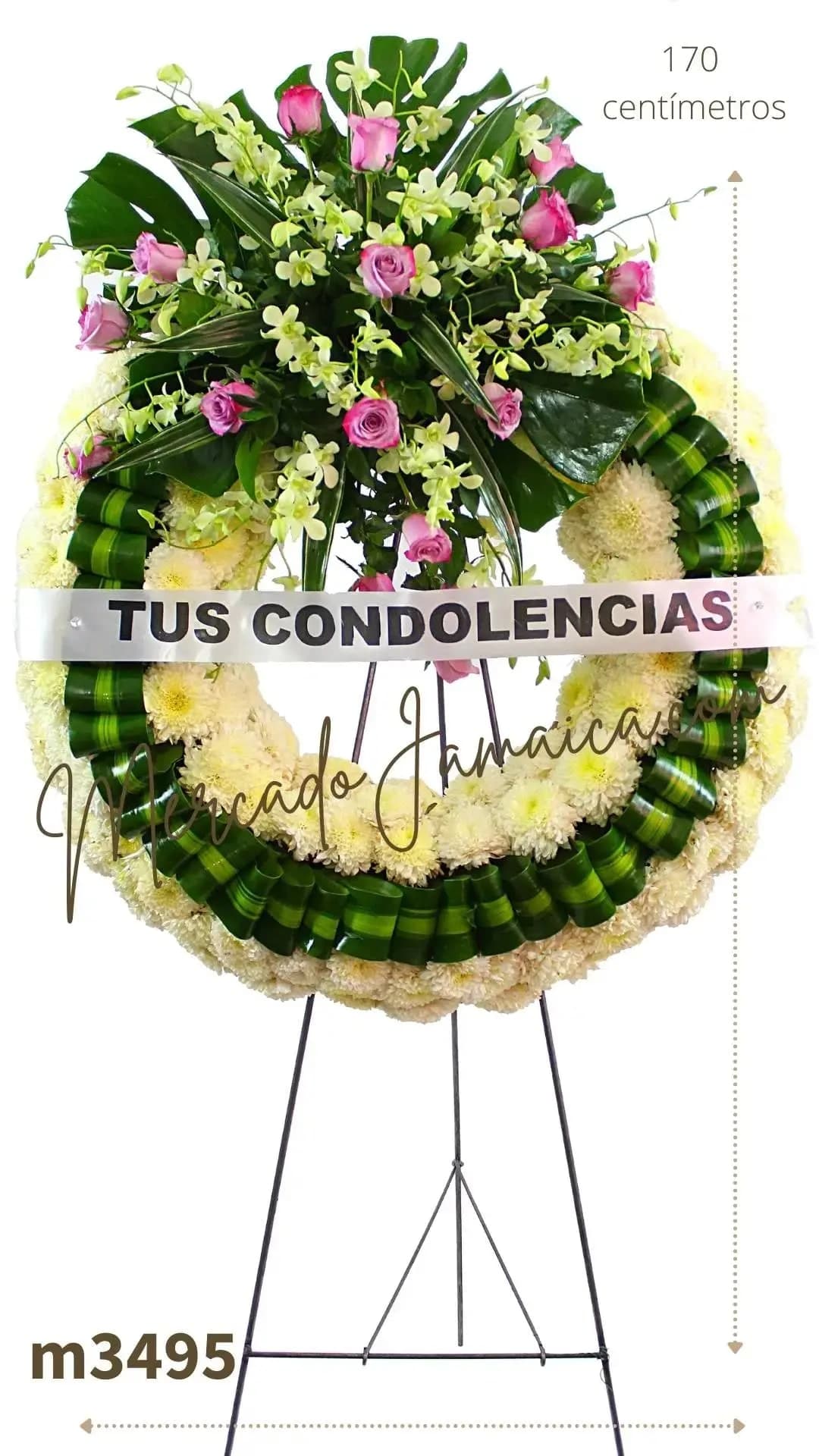 Corona Fúnebre Orquídeas y Rosas Blancas CDMX