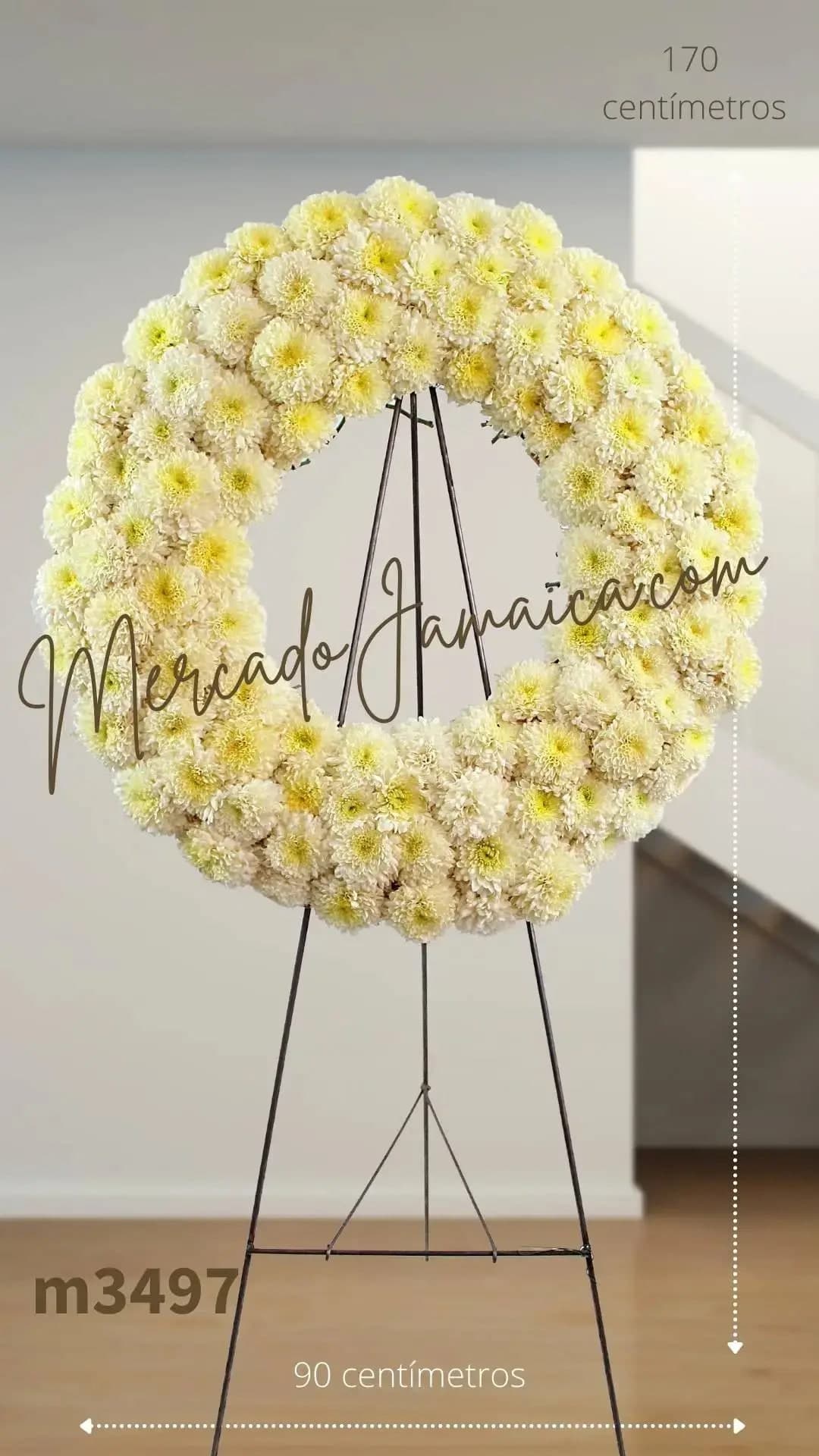 Corona Fúnebre 120 Flores Blancas CDMX a Domicilio