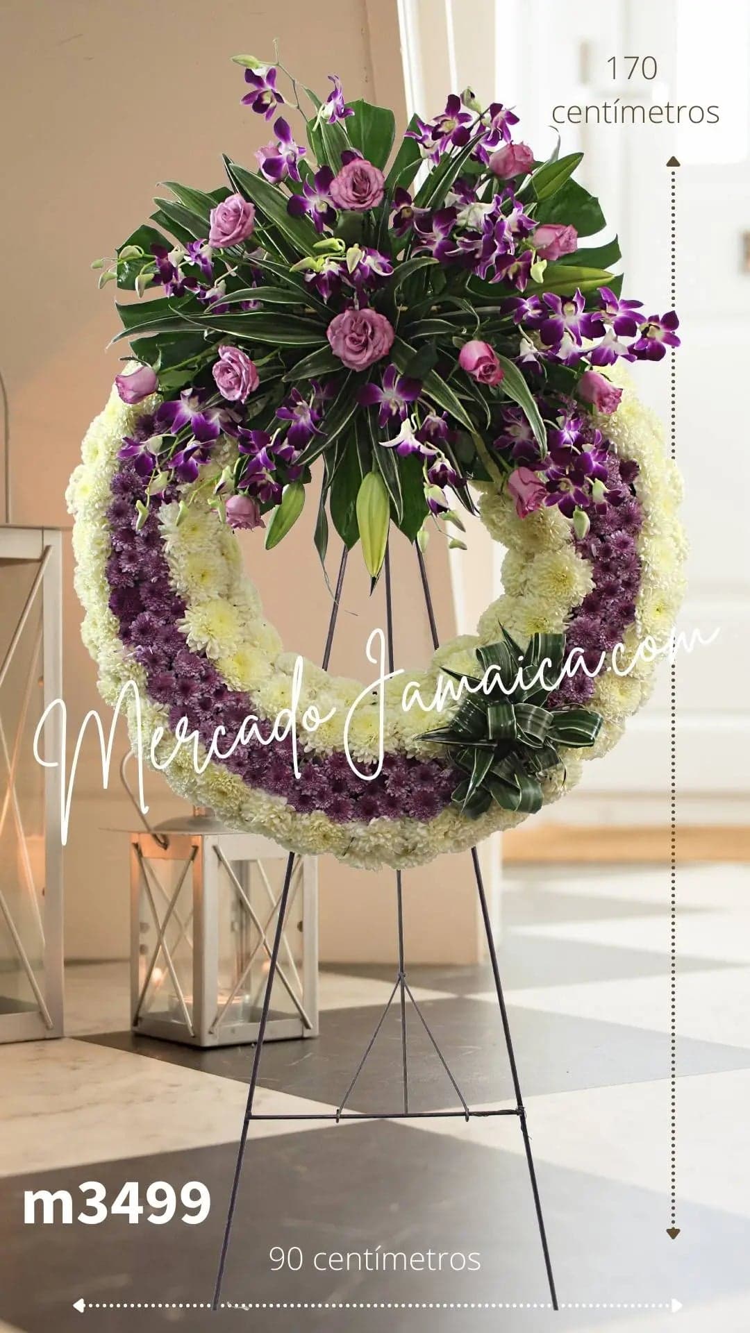 Corona Fúnebre Orquídeas Dendrobium y Rosas CDMX