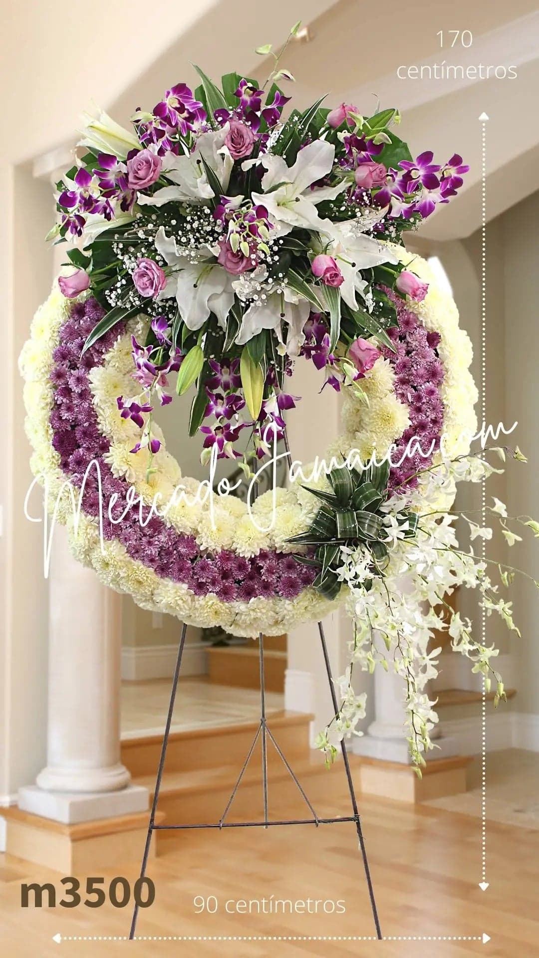 Corona Fúnebre Orquídeas Lila y Blanca CDMX