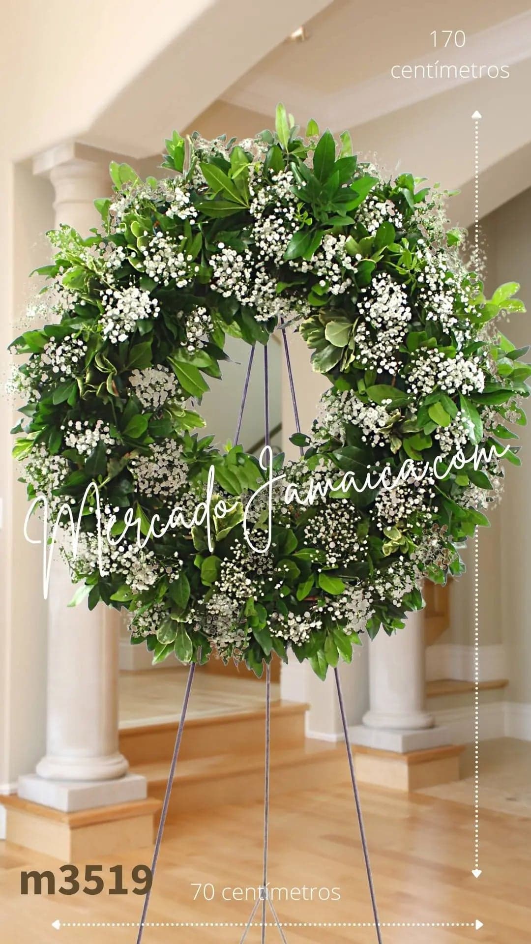 Corona Fúnebre Ángel Blanca con Gypsophilia CDMX