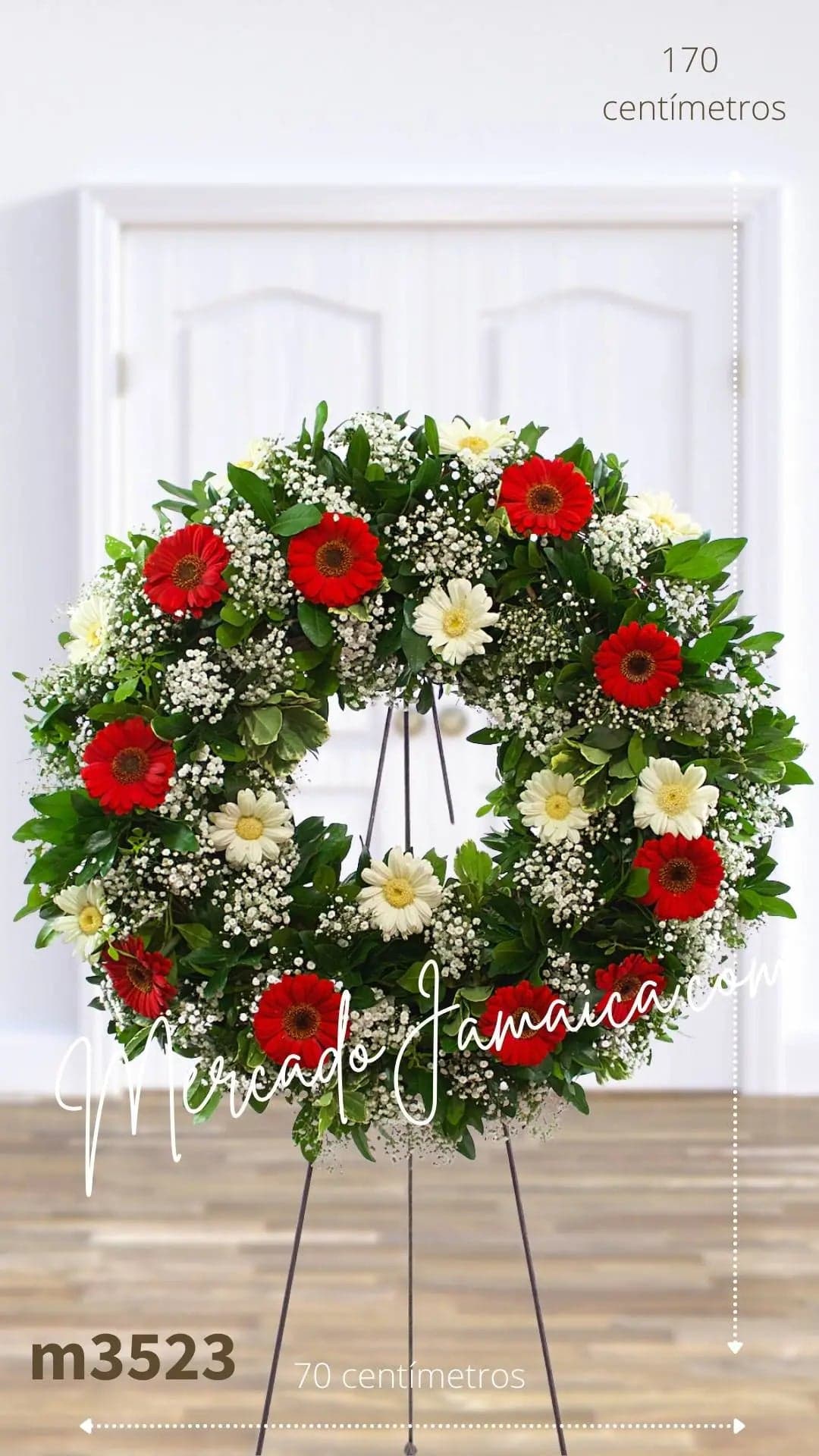 Corona Fúnebre 20 Gerberas Roja y Blanca CDMX