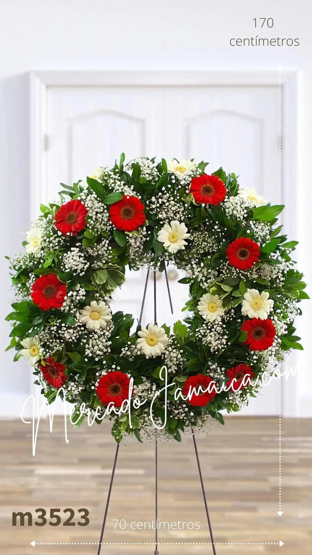 Corona Fúnebre 20 Gerberas Roja y Blanca CDMX