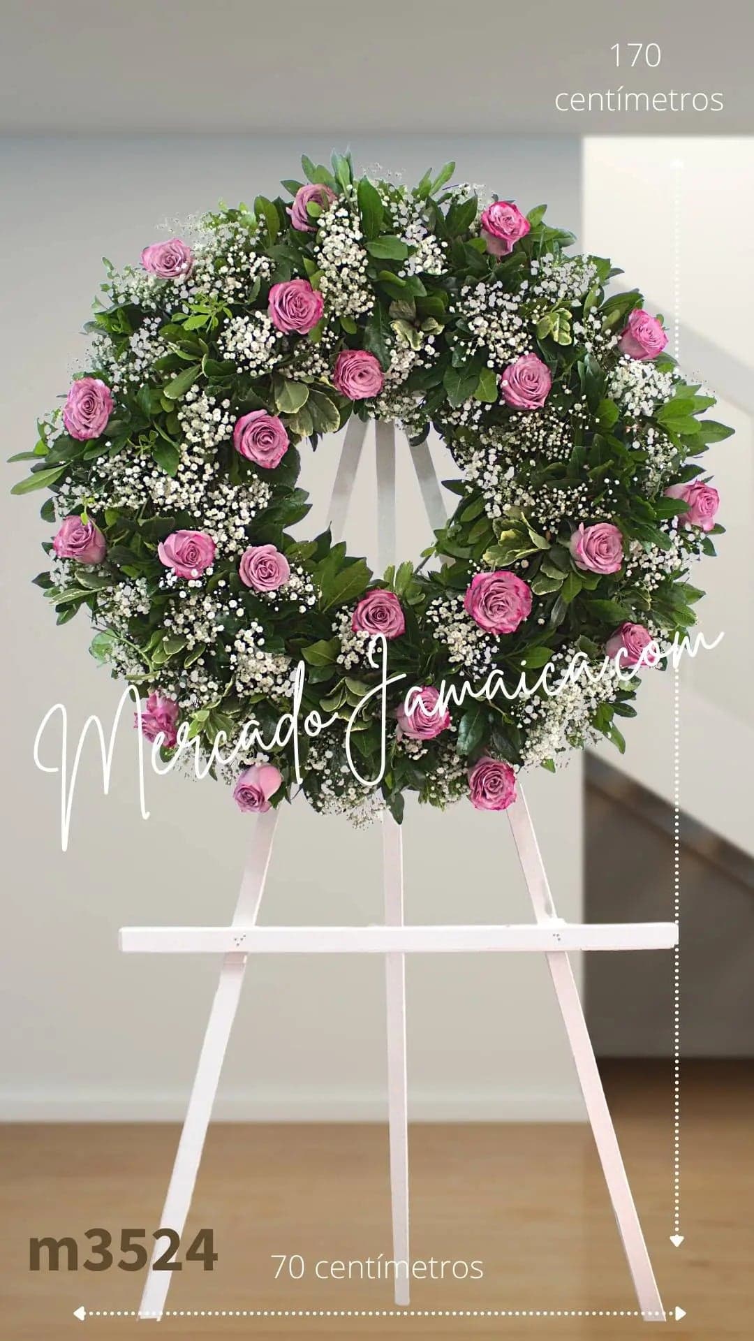 Corona Fúnebre 24 Rosas Moradas con Tripié CDMX