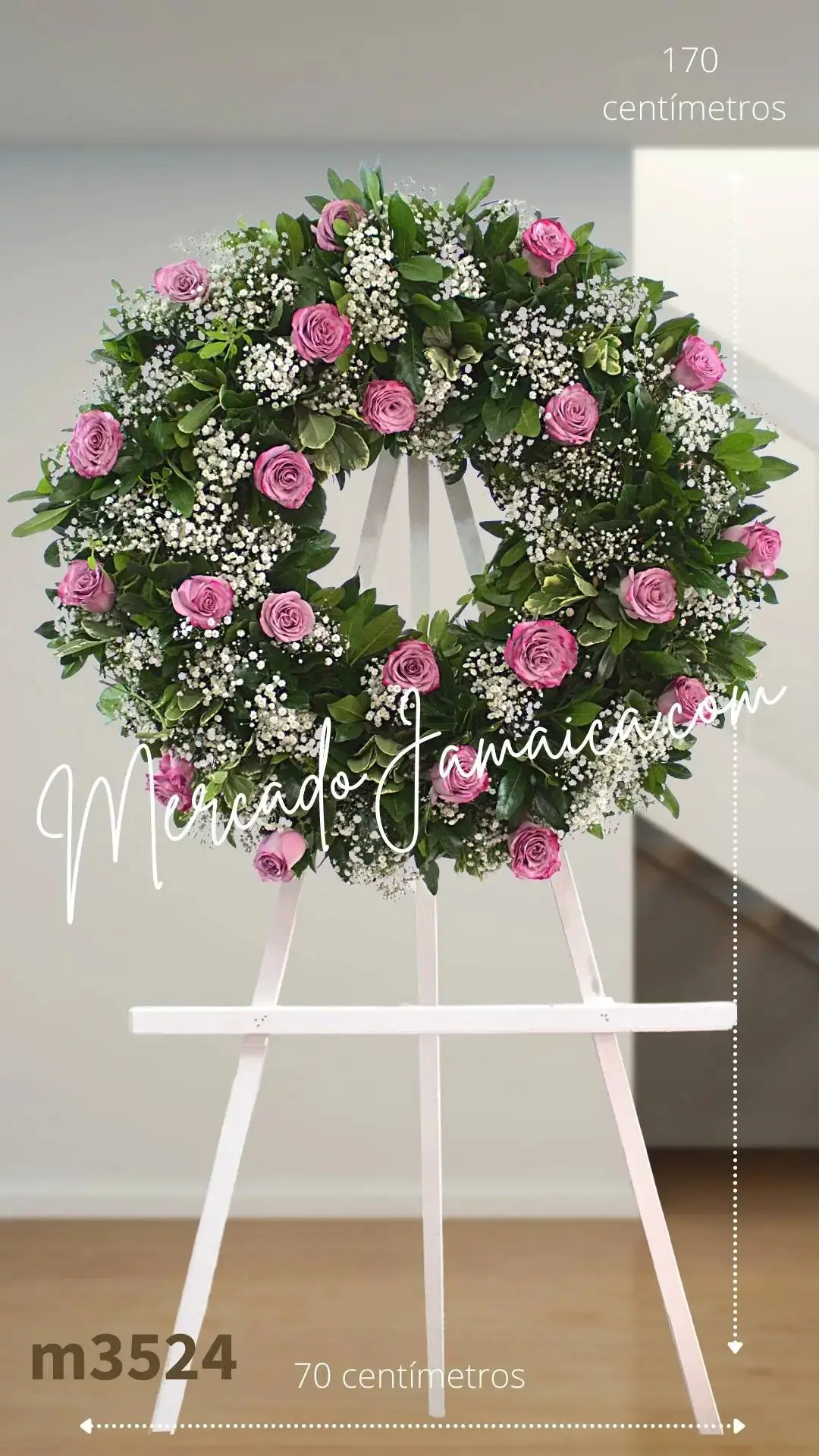 Corona Fúnebre 24 Rosas Moradas con Tripié CDMX