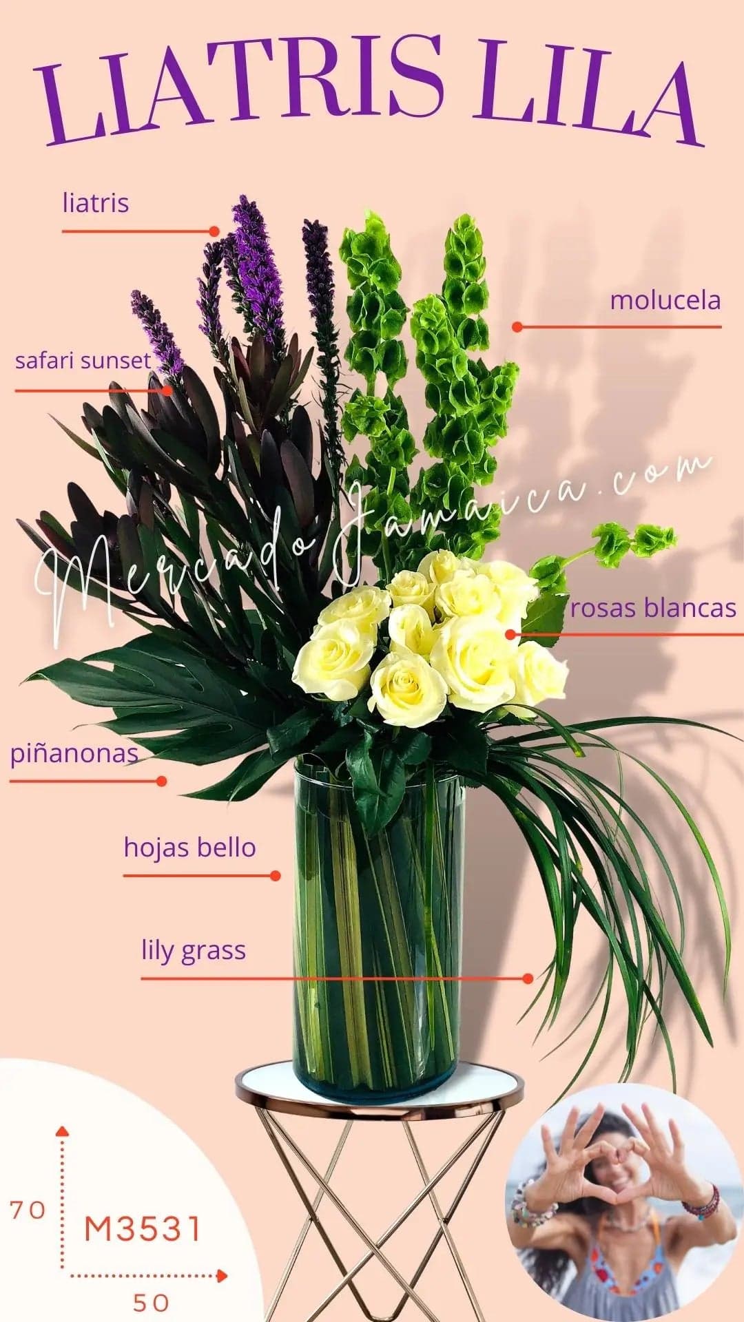 Arreglo 24 Rosas Blancas y Liatris Lila CDMX