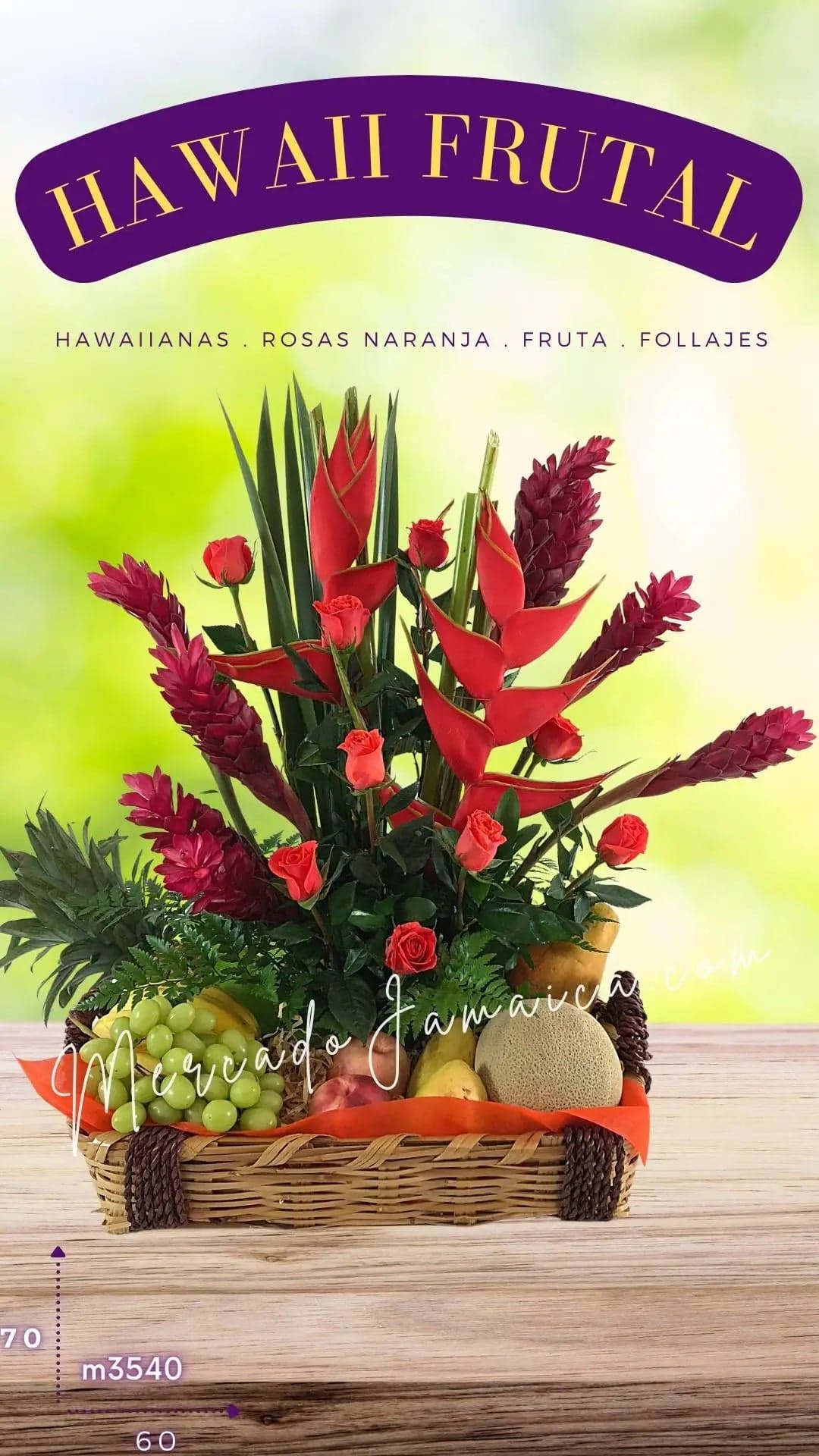 Canasta Frutal Hawaii con Flores Tropicales CDMX