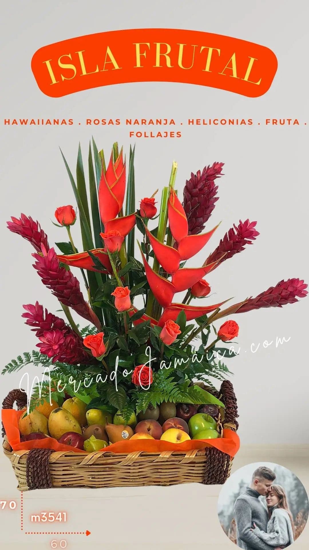 Arreglo Frutal con Rosas y Flores Tropicales CDMX
