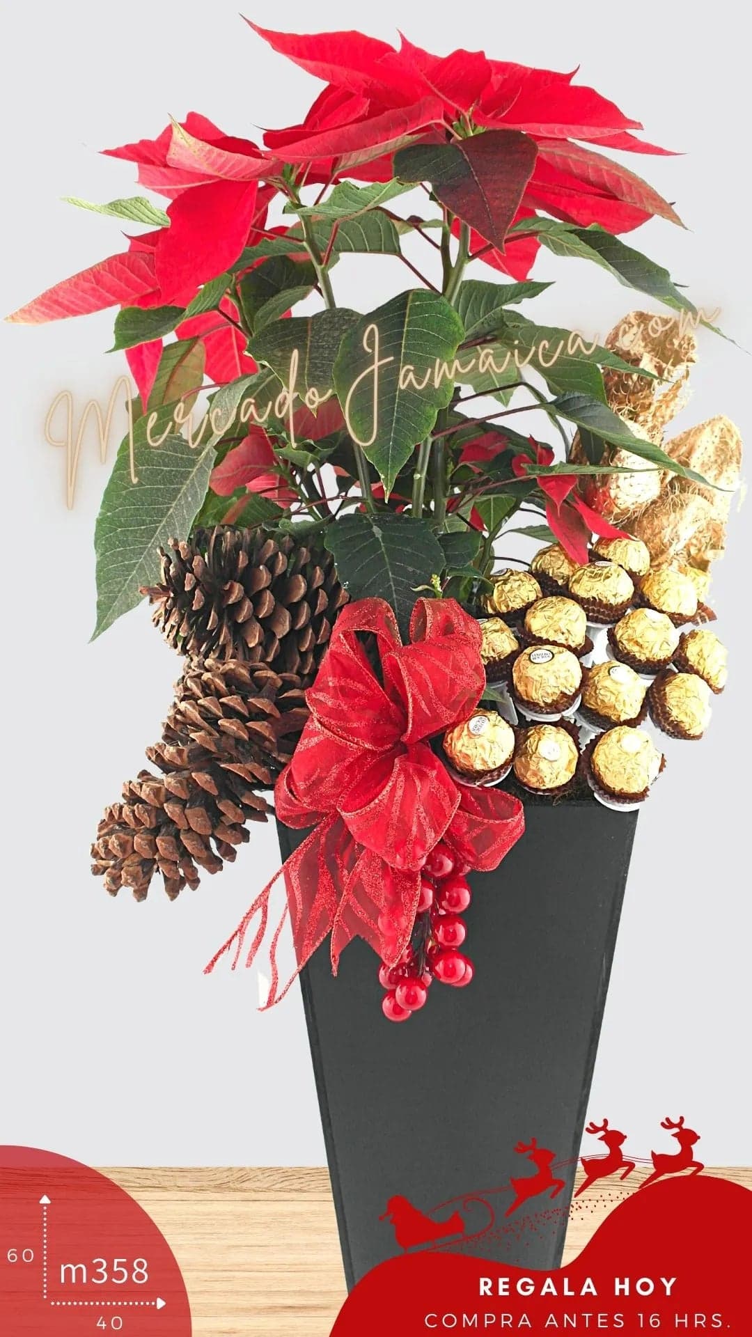 Arreglo Navideño Nochebuena y Ferrero Rocher CDMX