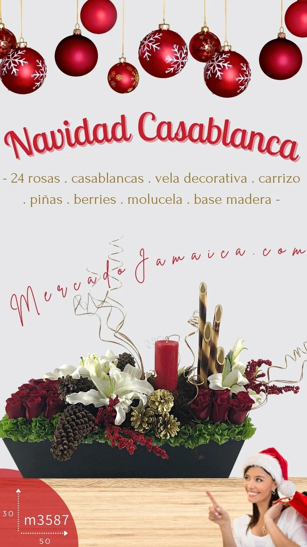 Arreglo Navidad Casablanca 24 Rosas CDMX