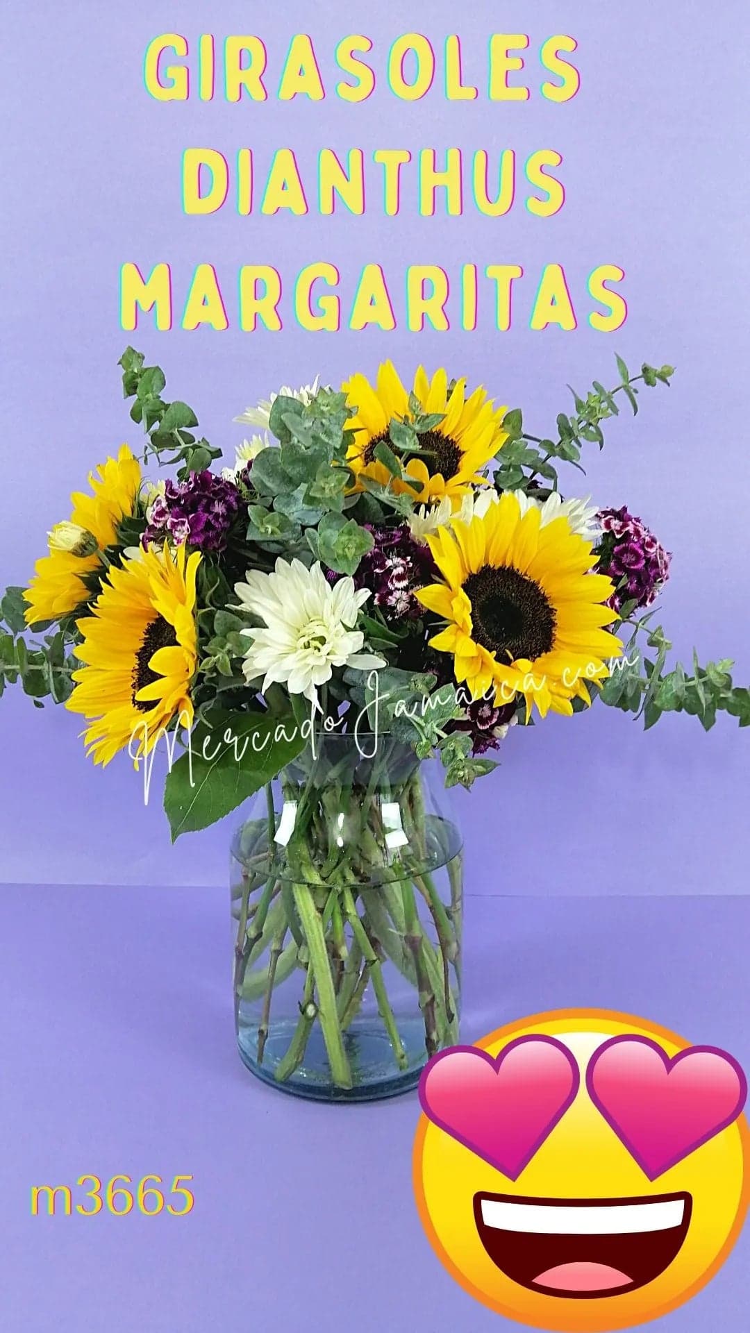 Arreglo Girasoles y Margaritas en Florero CDMX