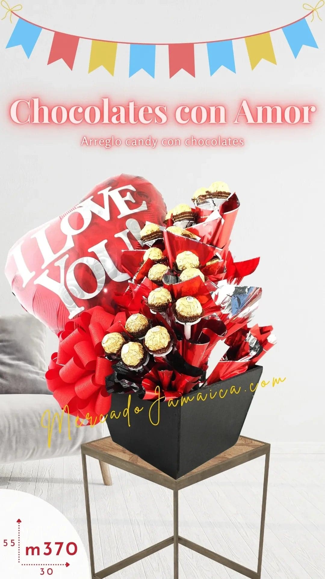 Arreglo Navideño 16 Ferrero Rocher con Globo CDMX
