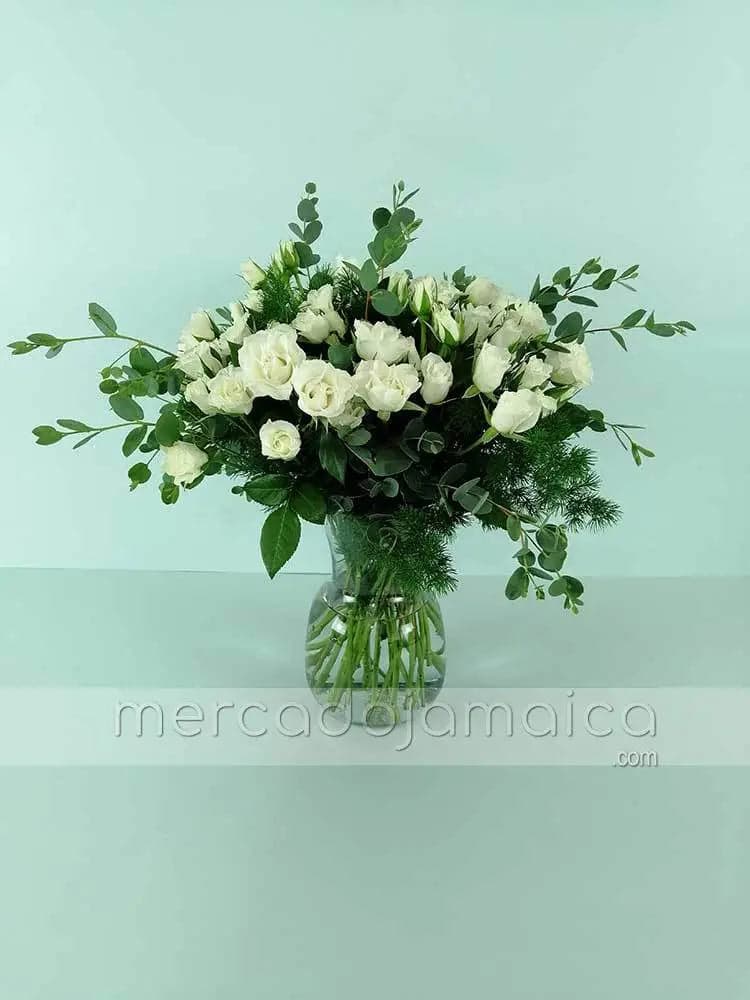 Arreglo Mini Rosas Blancas en Florero | CDMX