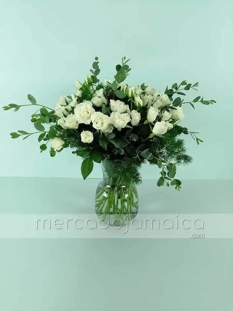 Arreglo Mini Rosas Blancas en Florero | CDMX