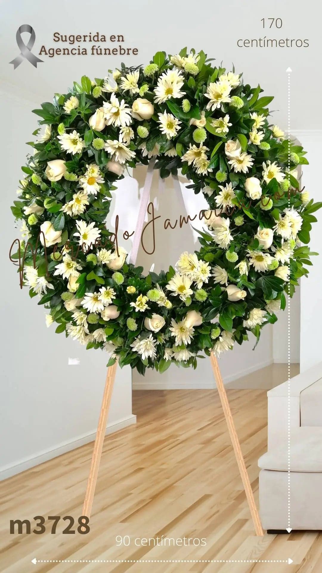 Corona Fúnebre Rosas y Yokos Blancos CDMX