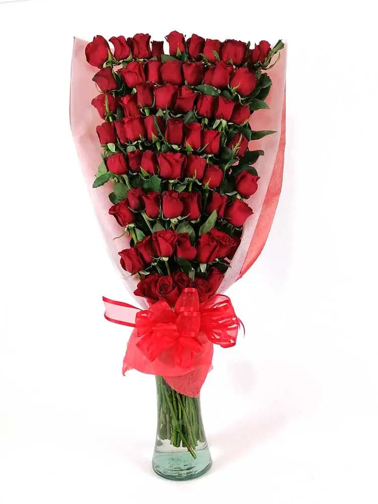 60 Rosas Rojas Tallo Largo | Ramo a Domicilio CDMX