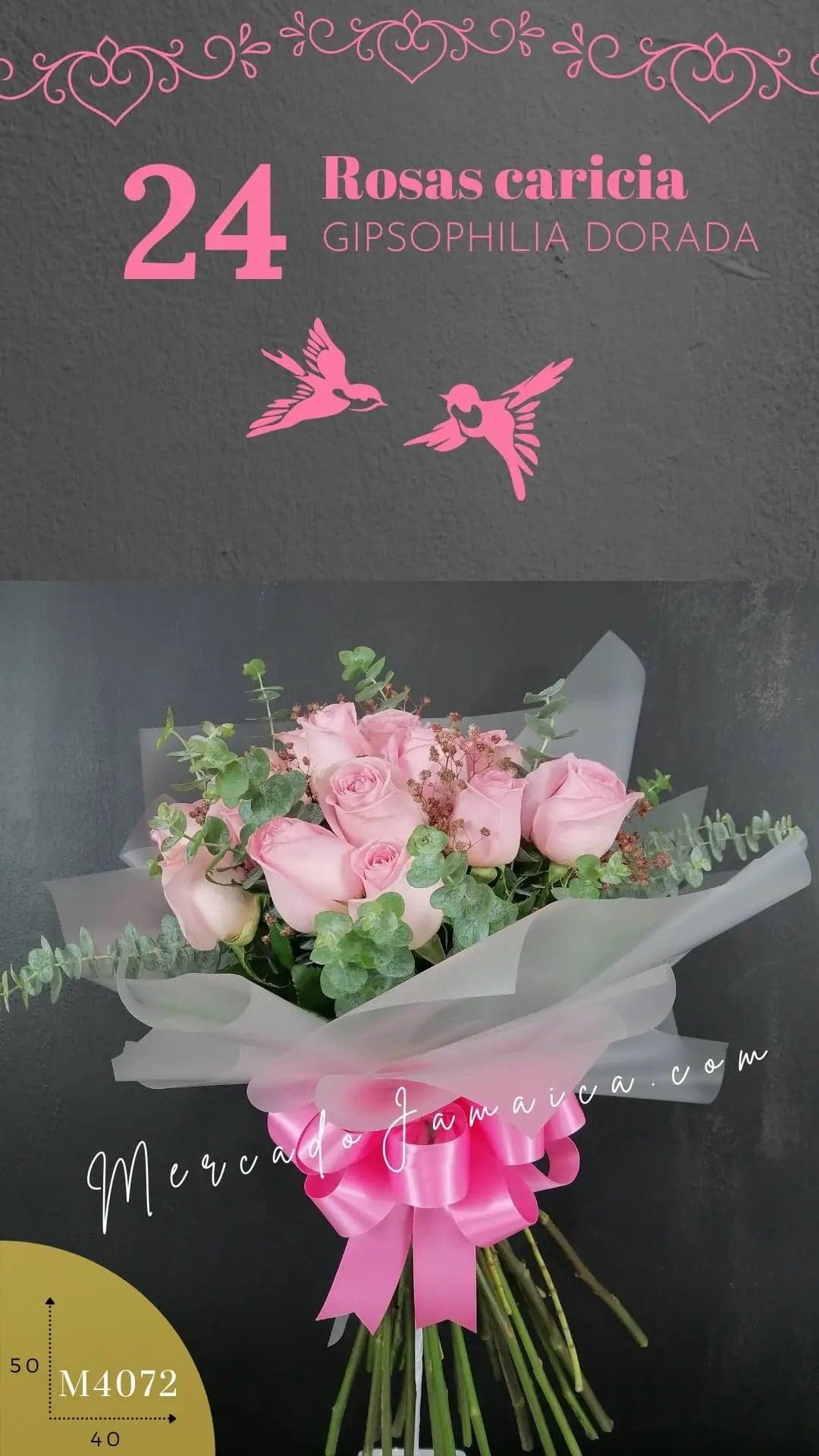 24 Rosas Rosa Caricia a Domicilio CDMX