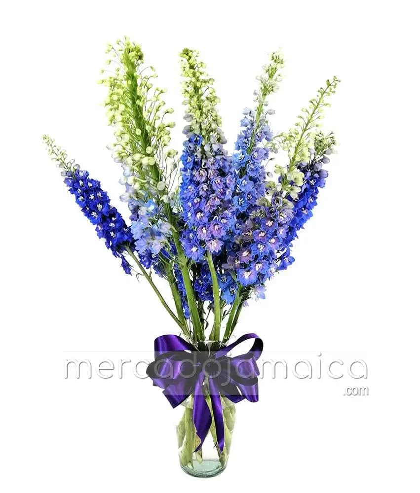 Arreglo 10 Tallos Delphinium Azul en Florero CDMX