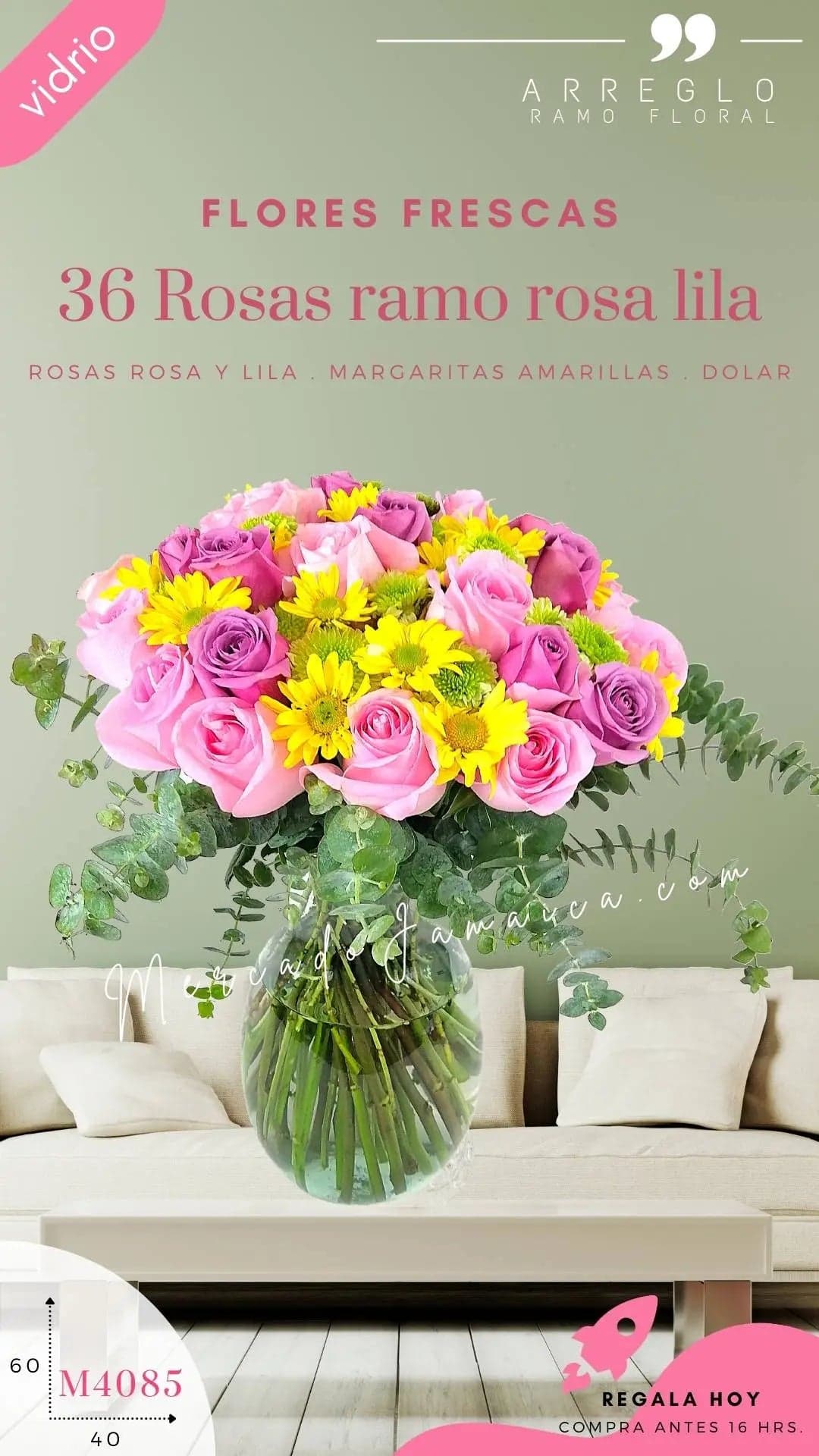 36 Rosas Lila y Rosa con Margaritas · CDMX