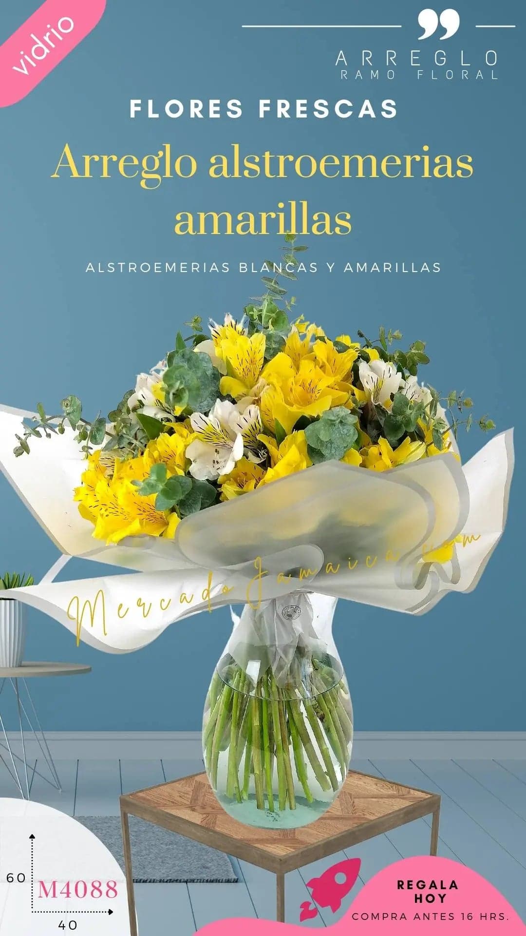 Arreglo 40 Alstroemerias Amarillas y Blancas CDMX