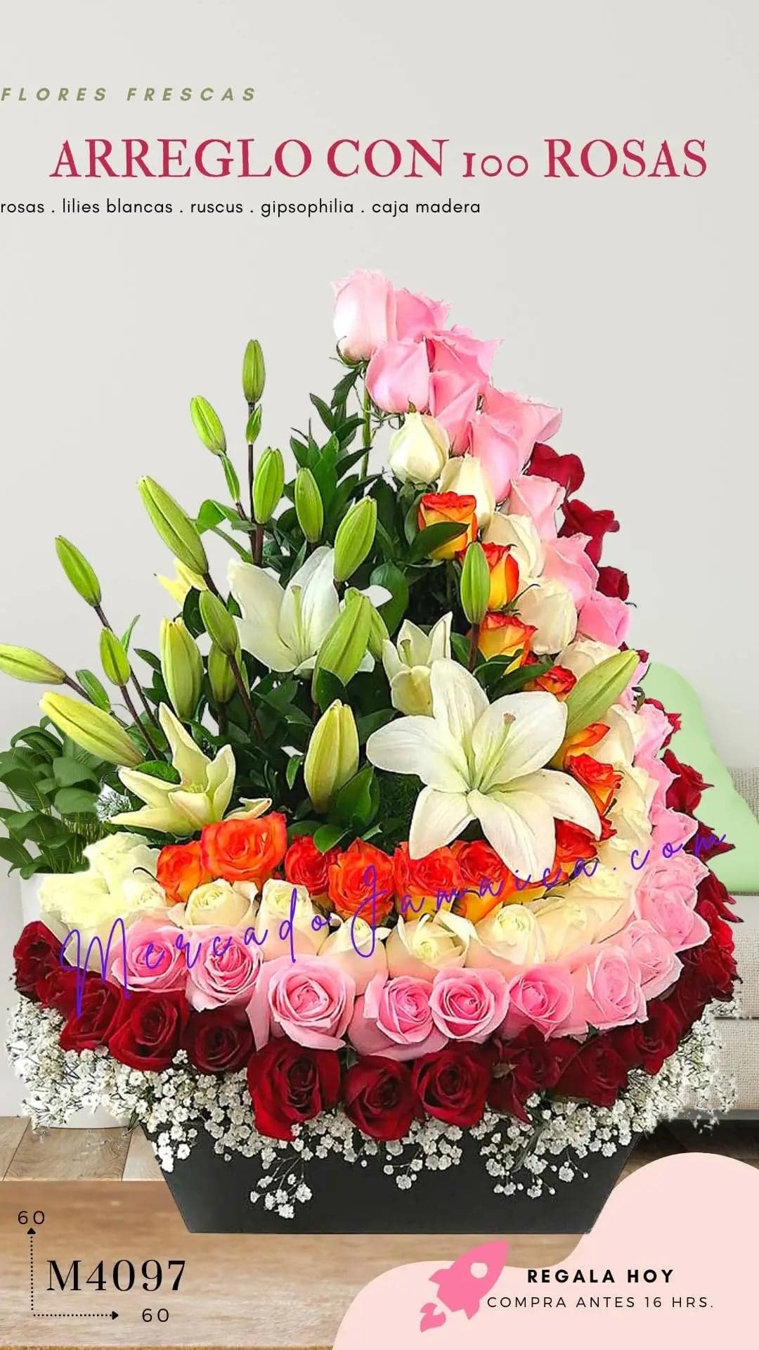 Arreglo 100 Rosas y Lilies 4 Colores CDMX
