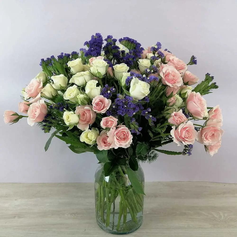 Mini Rosas Rosa y Blancas con Statice – CDMX