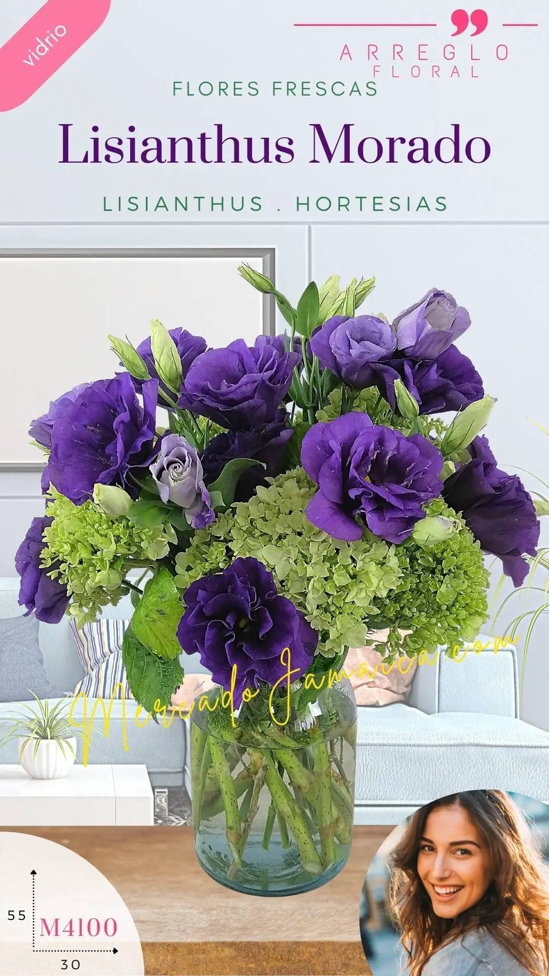 Arreglo Lisianthus Morado y Hortensias CDMX