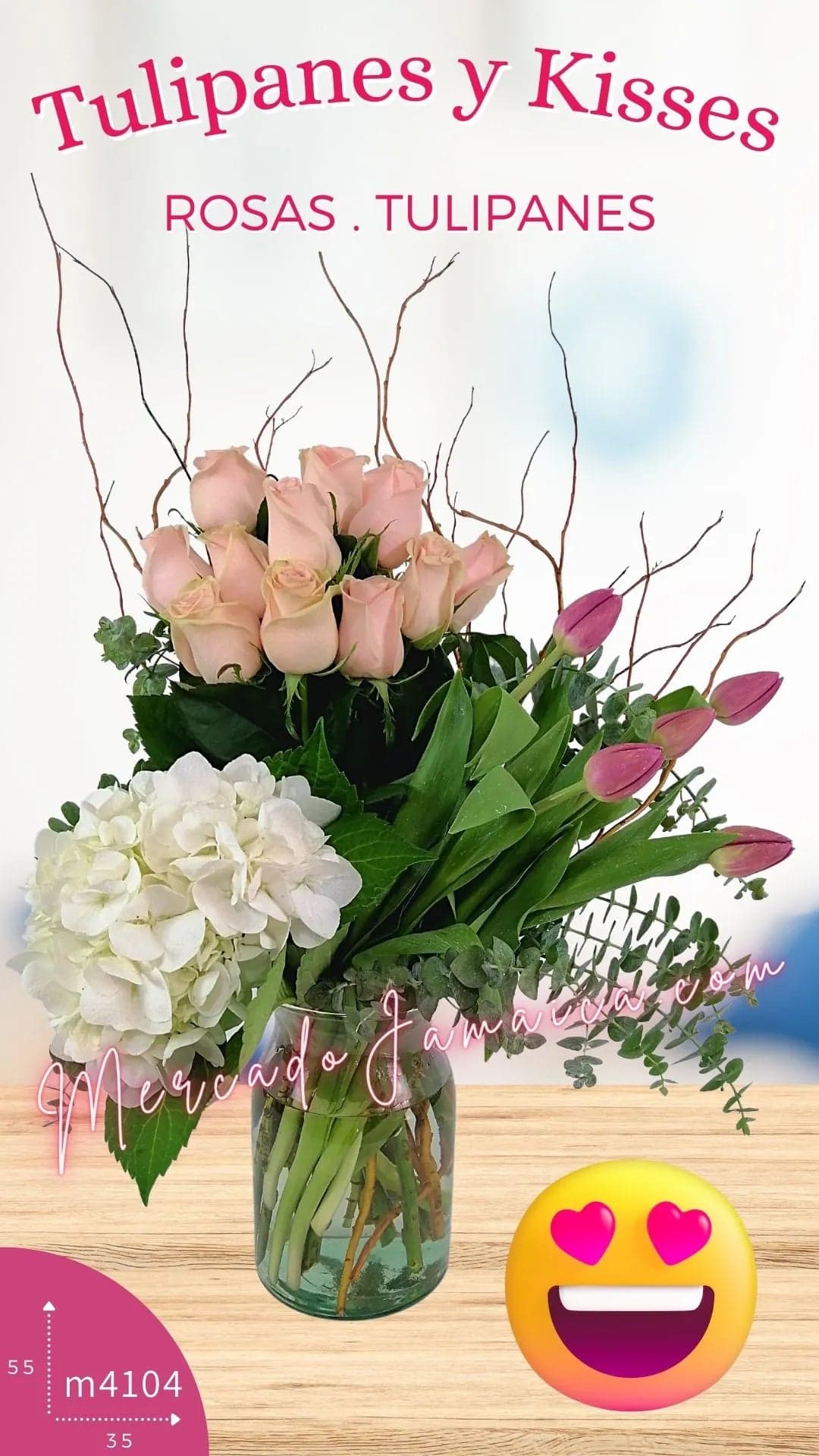 Arreglo 12 Rosas, Tulipanes y Hortensia CDMX