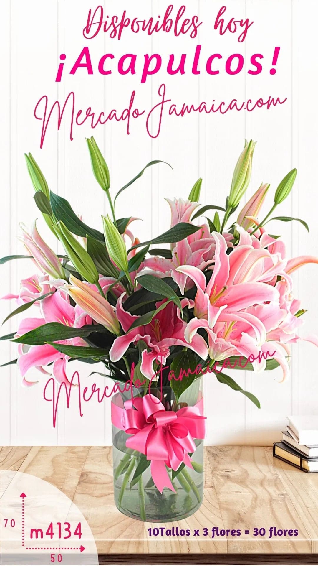 10 Lilies Acapulco en Florero | Entrega CDMX
