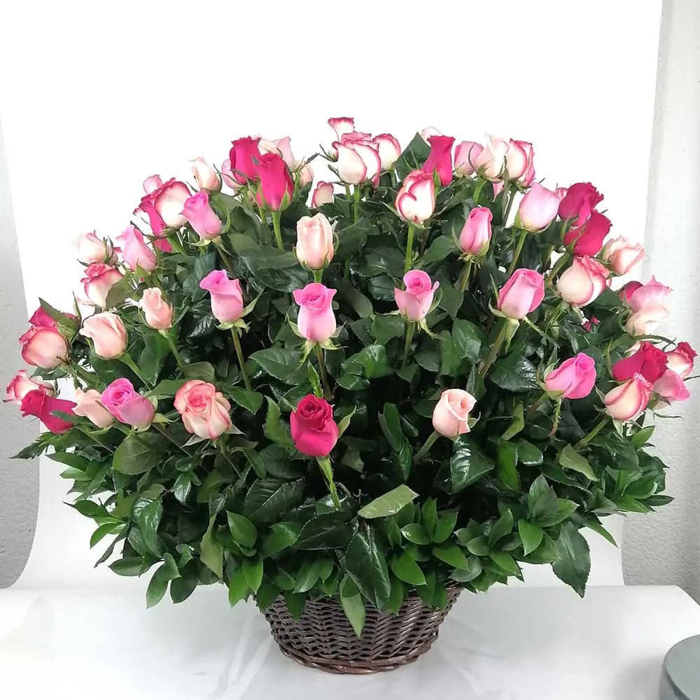 Canasta 100 Rosas 4 Variedades Premium CDMX
