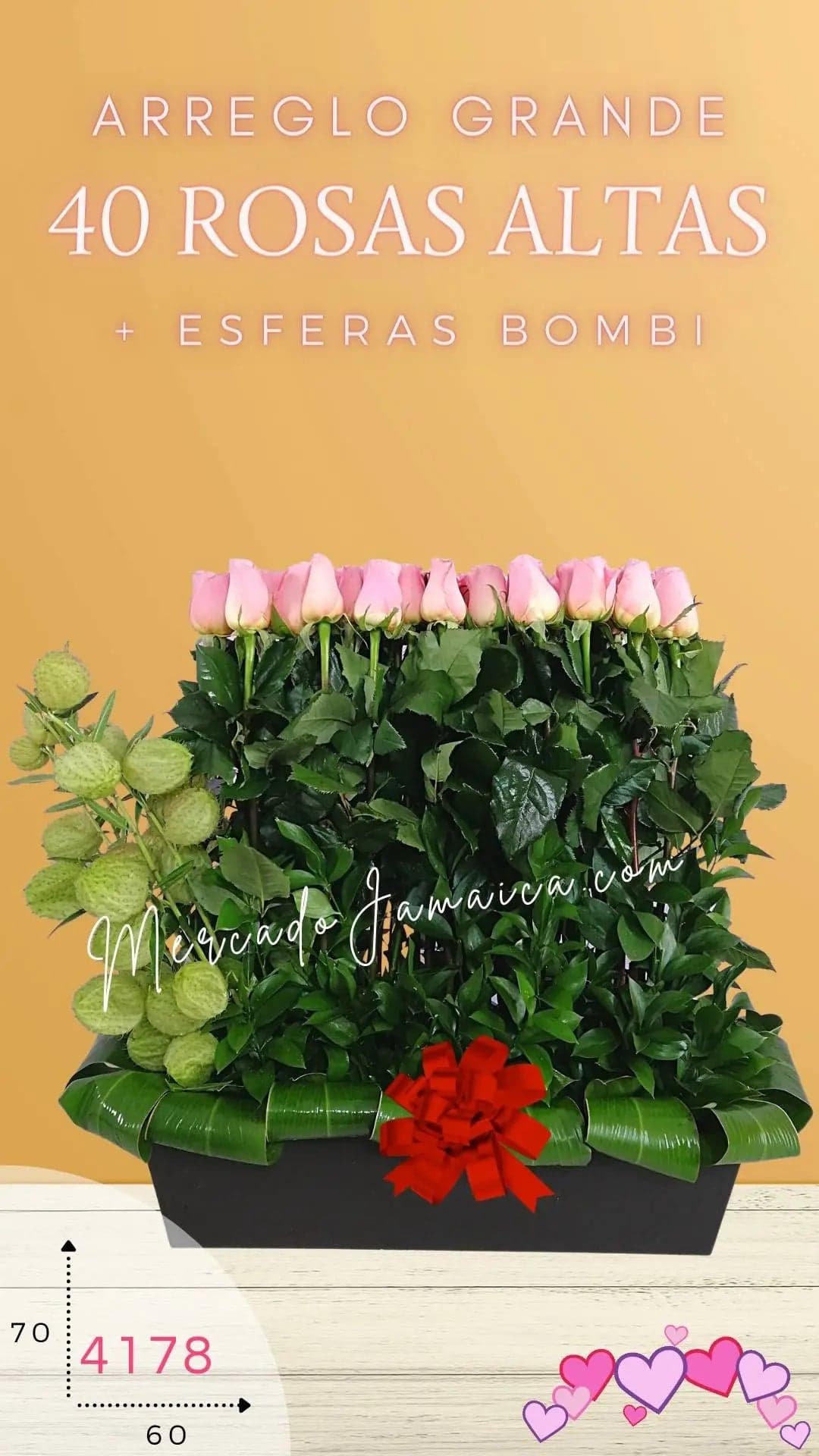 Arreglo 40 Rosas Hermosa en Jardinera CDMX