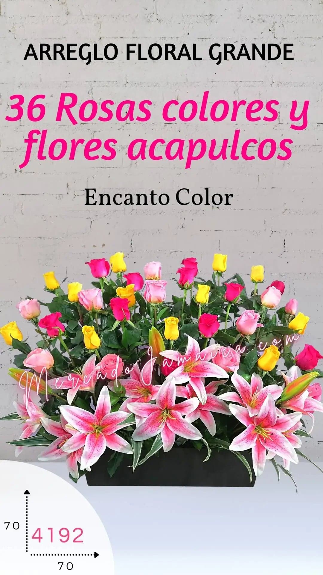 36 Rosas y Acapulcos Fucsia, Rosa y Amarillo CDMX