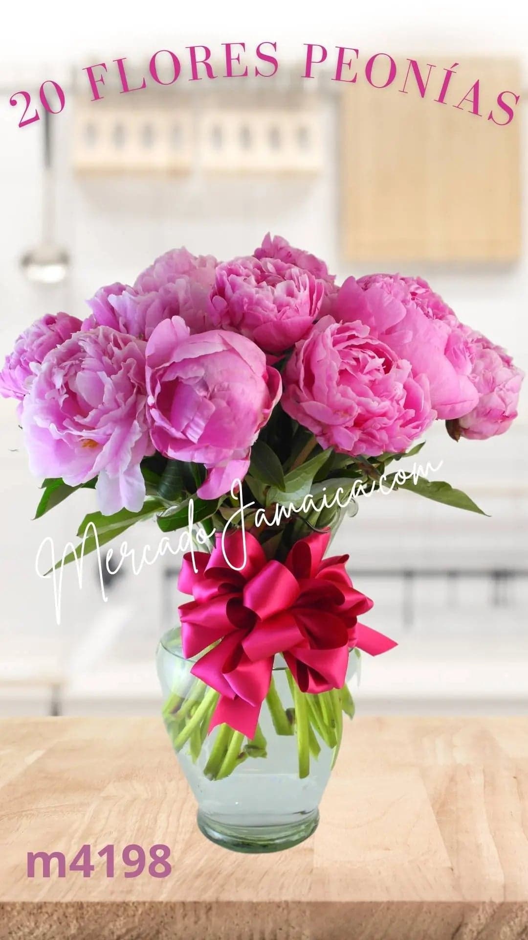 20 Peonías Rosa en Florero | CDMX a Domicilio