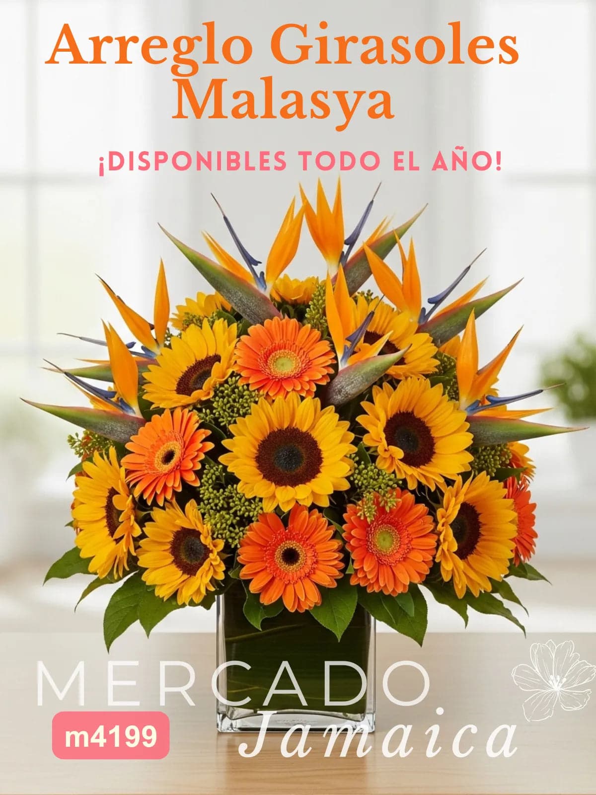 Arreglo Girasoles, Gerberas y Aves de Paraíso CDMX
