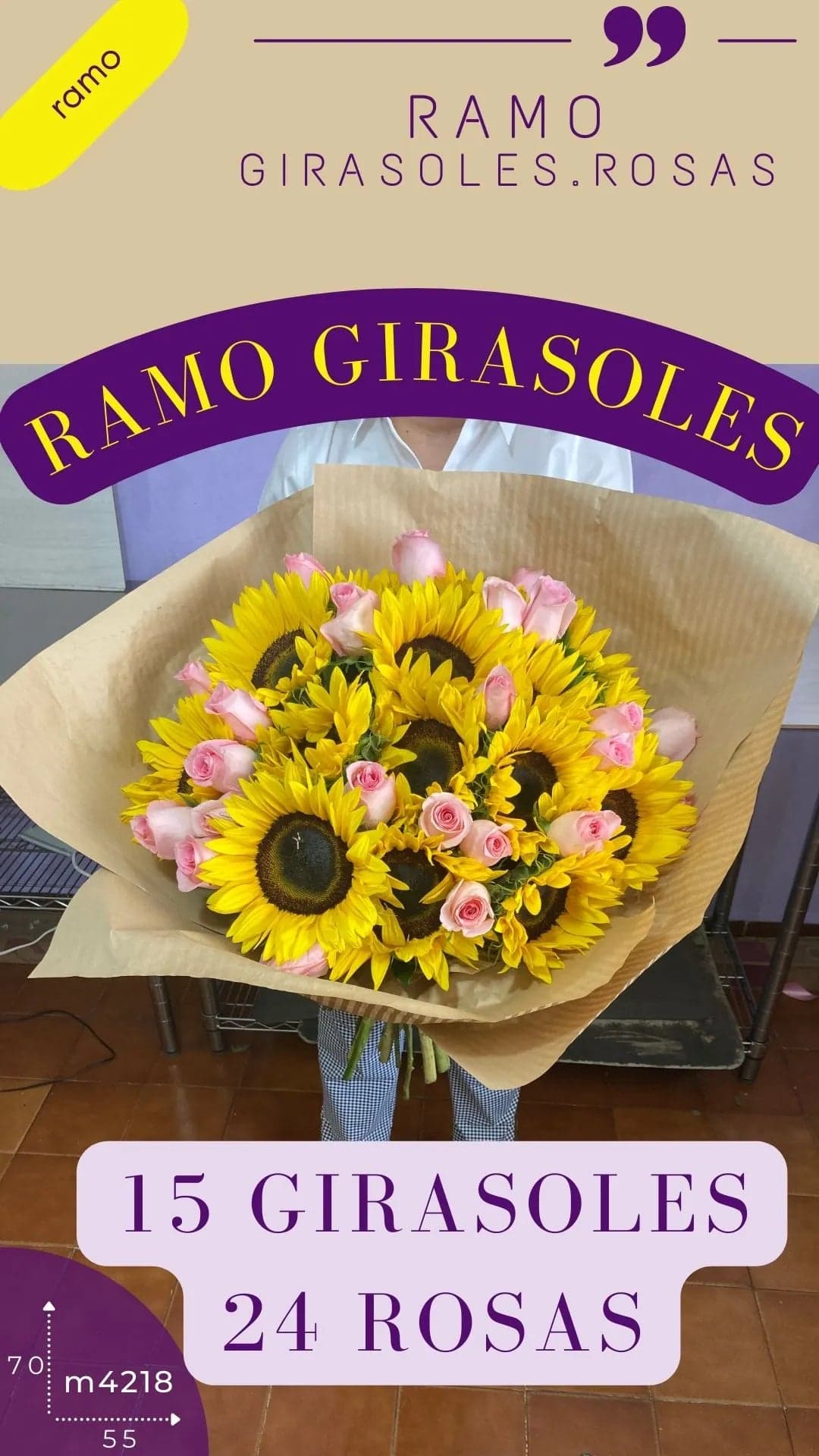 Gran Ramo 15 Girasoles y 36 Rosas CDMX a Domicilio