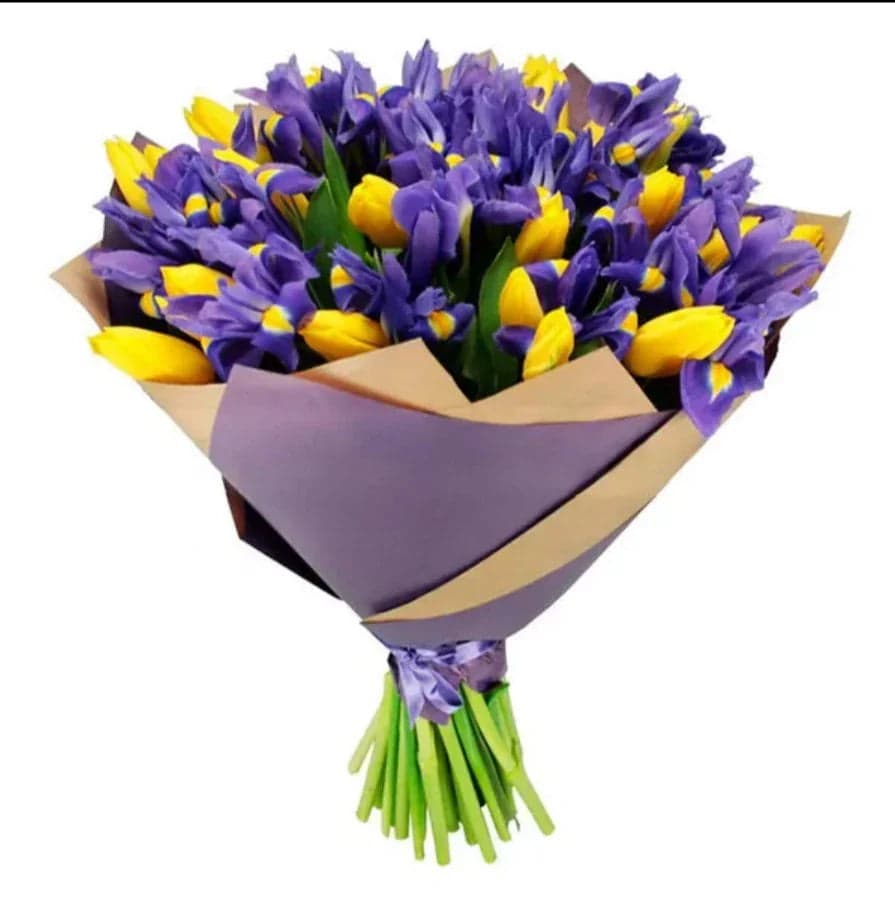 Ramo 30 Tulipanes Amarillos y 20 Iris Azules CDMX