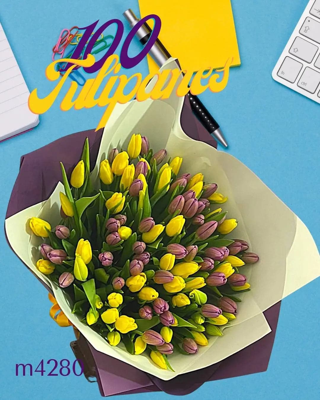 100 Tulipanes Morados y Amarillos a Domicilio CDMX