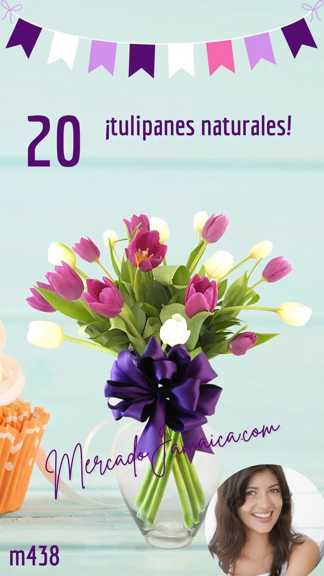 20 Tulipanes Sweet Curly Morado y Blanco CDMX