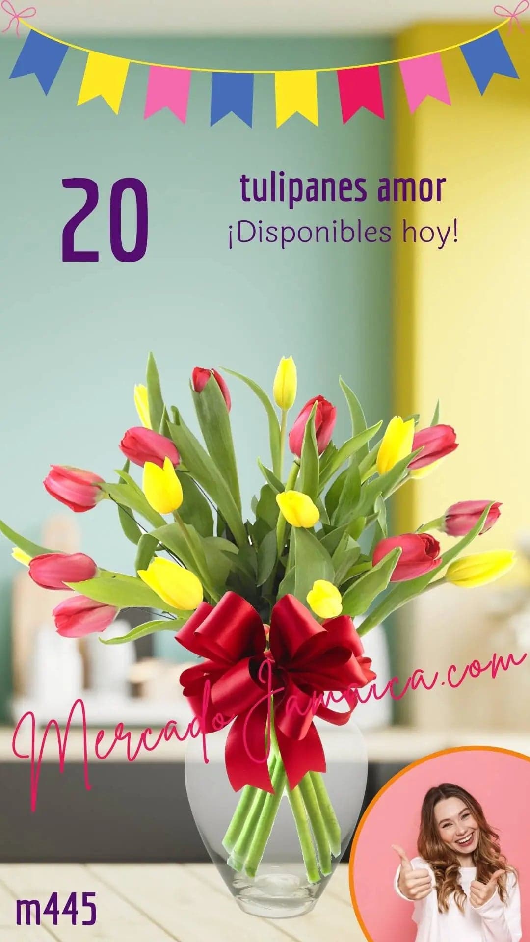 Arreglo 20 Tulipanes Rojos y Amarillos CDMX