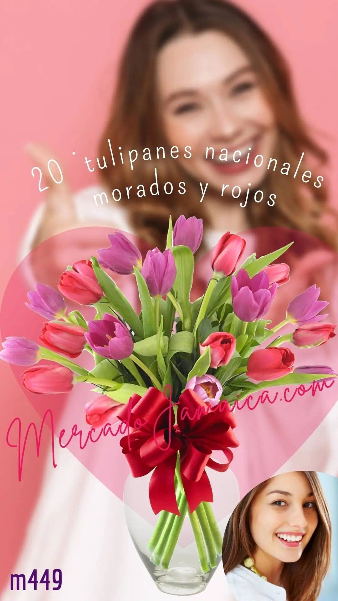 20 Tulipanes Rojos y Morados My Valentine CDMX