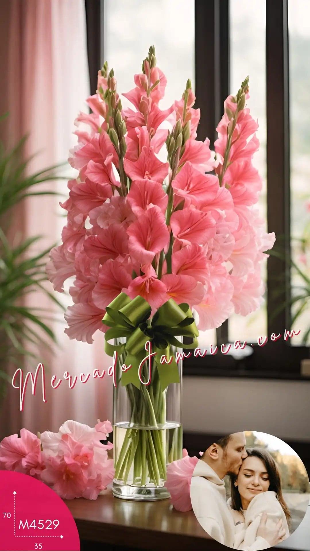 Arreglo 30 Gladiolas Rosa al Agua CDMX