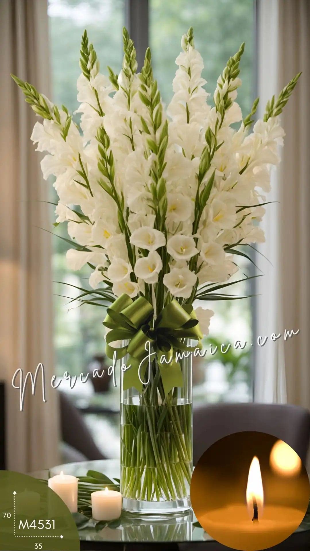 Arreglo Fúnebre 30 Gladiolas Blancas CDMX