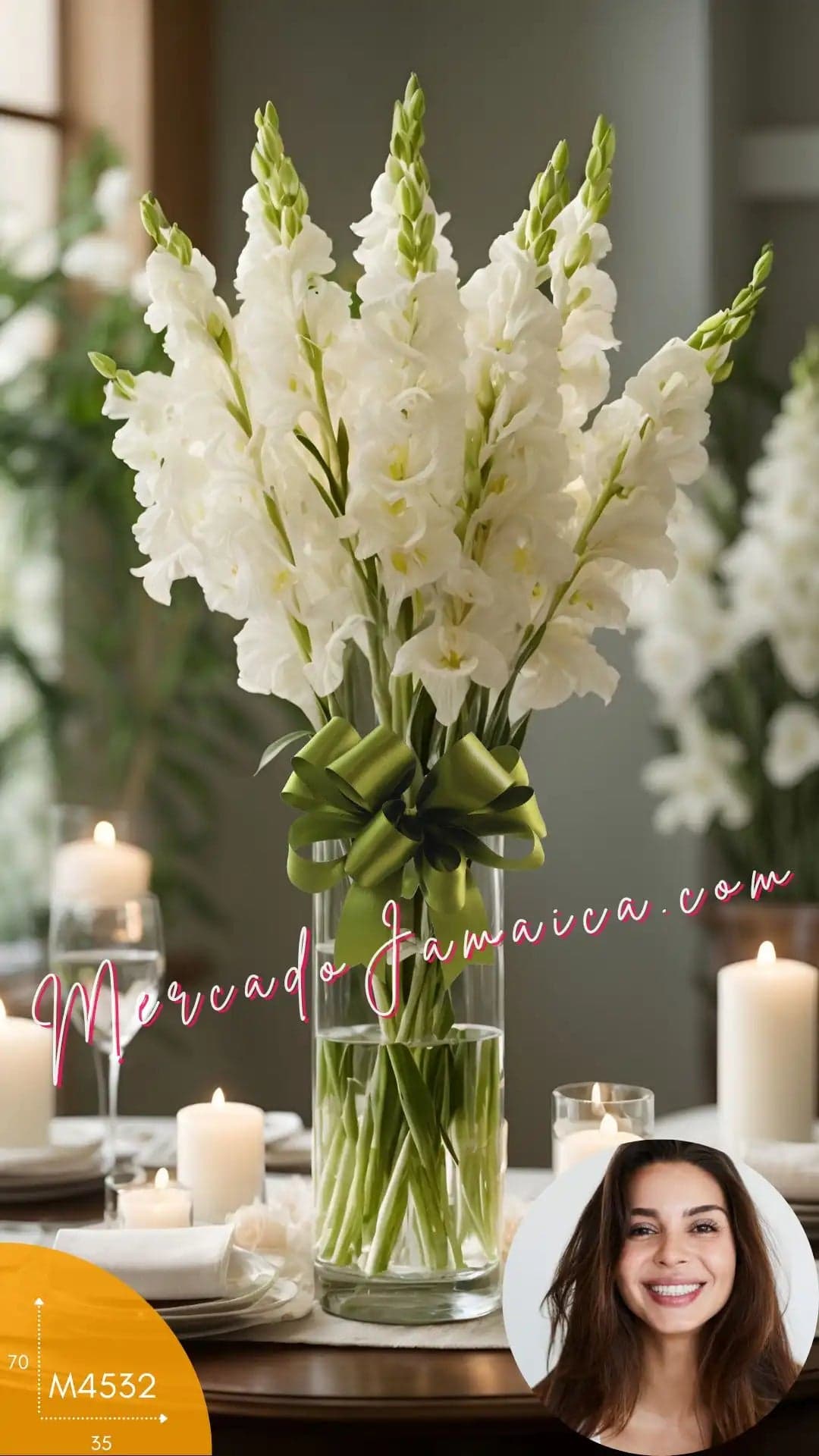 30 Gladiolas Blancas en Cilindro | CDMX