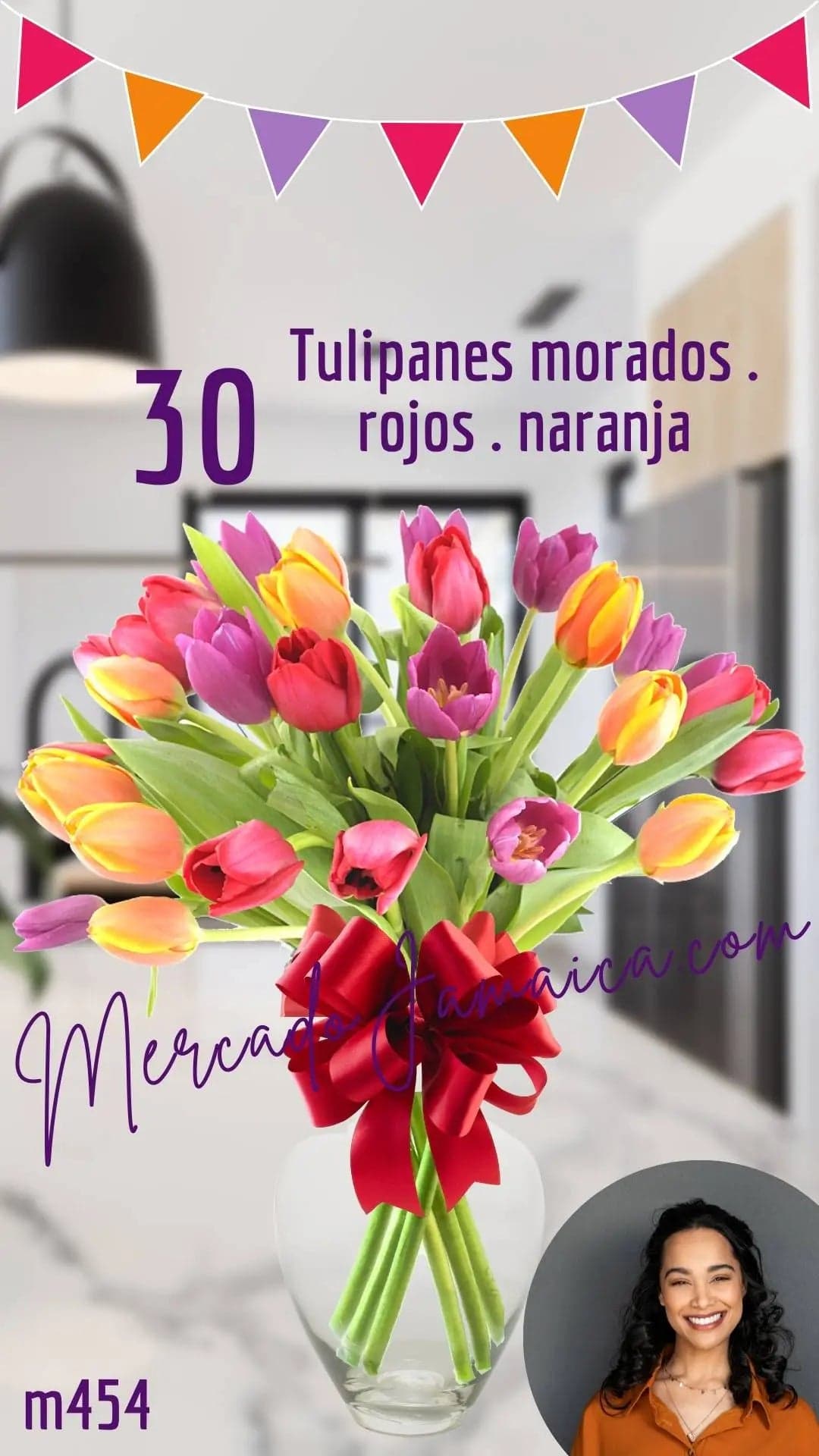 30 Tulipanes Morado, Naranja y Rojo · CDMX