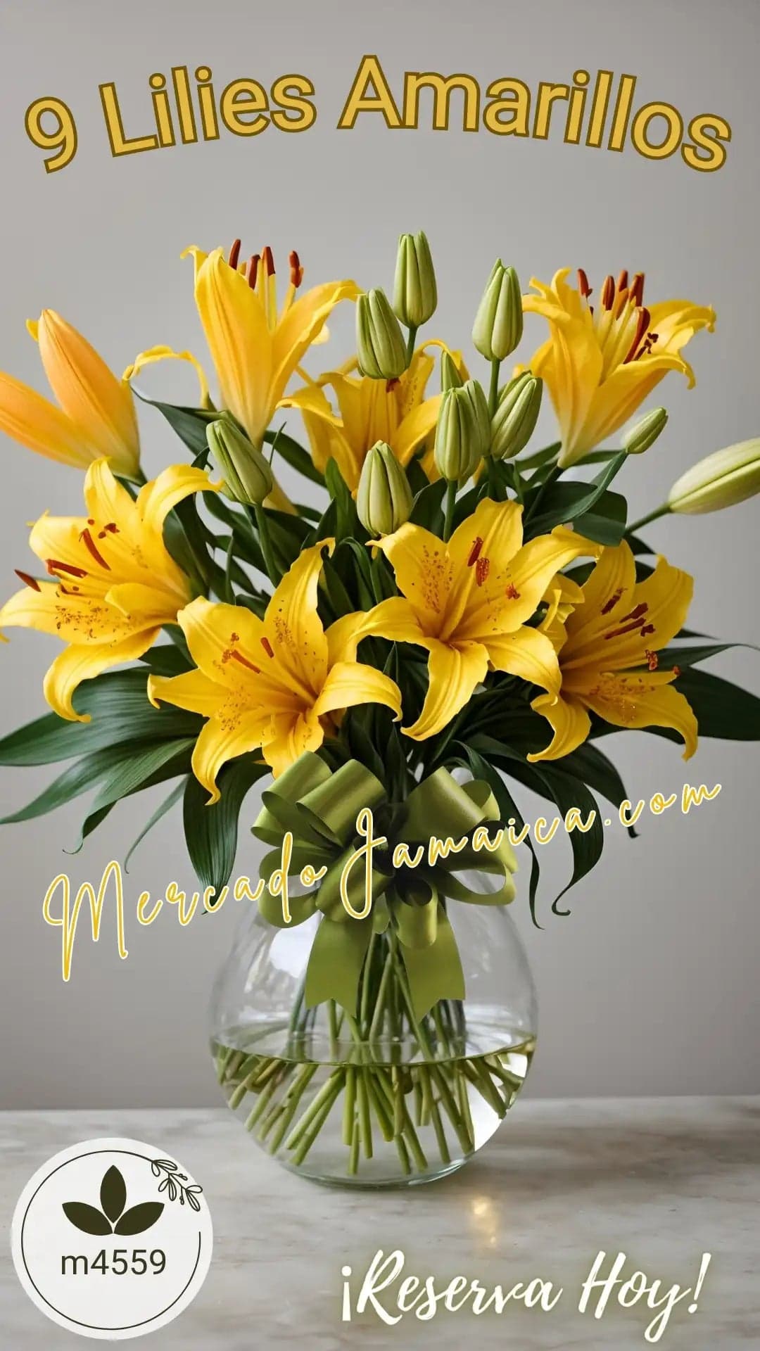 Arreglo 9 Lilies Amarillas en Florero | CDMX