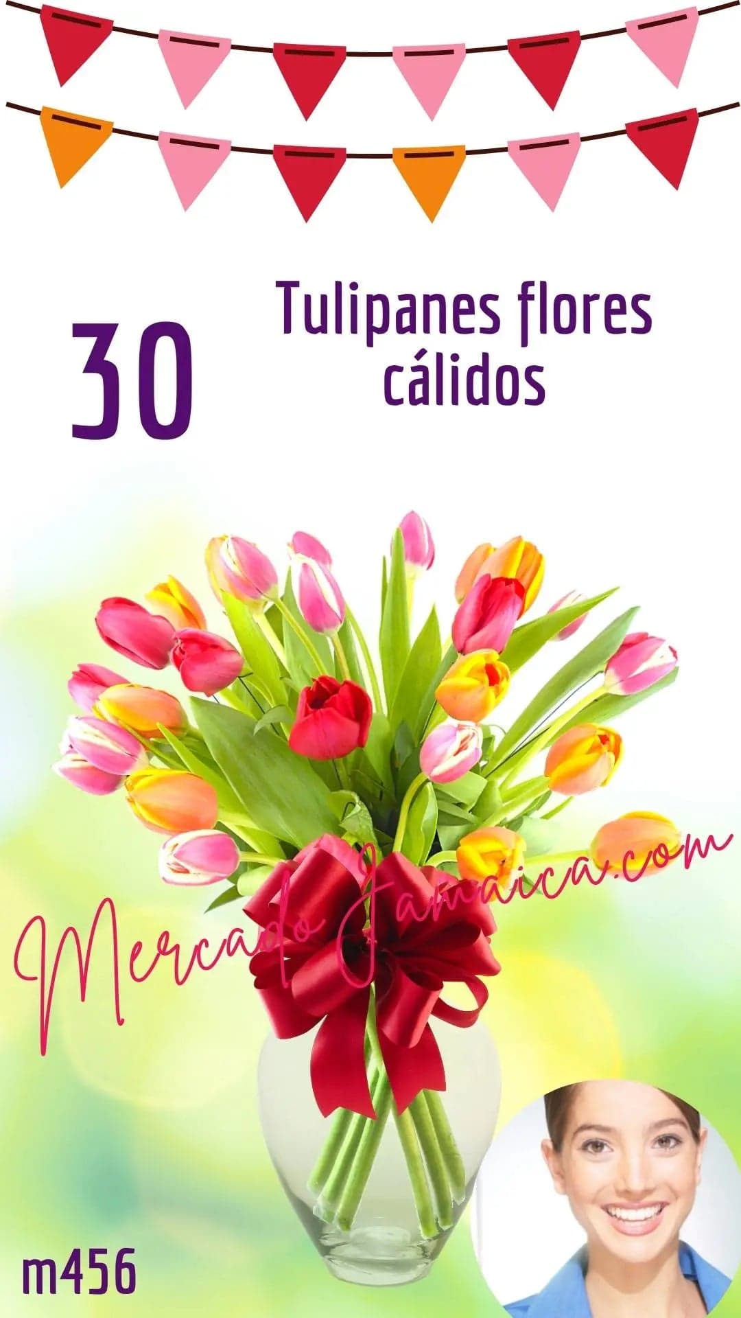 30 Tulipanes Rojo, Naranja y Rosa a Domicilio CDMX