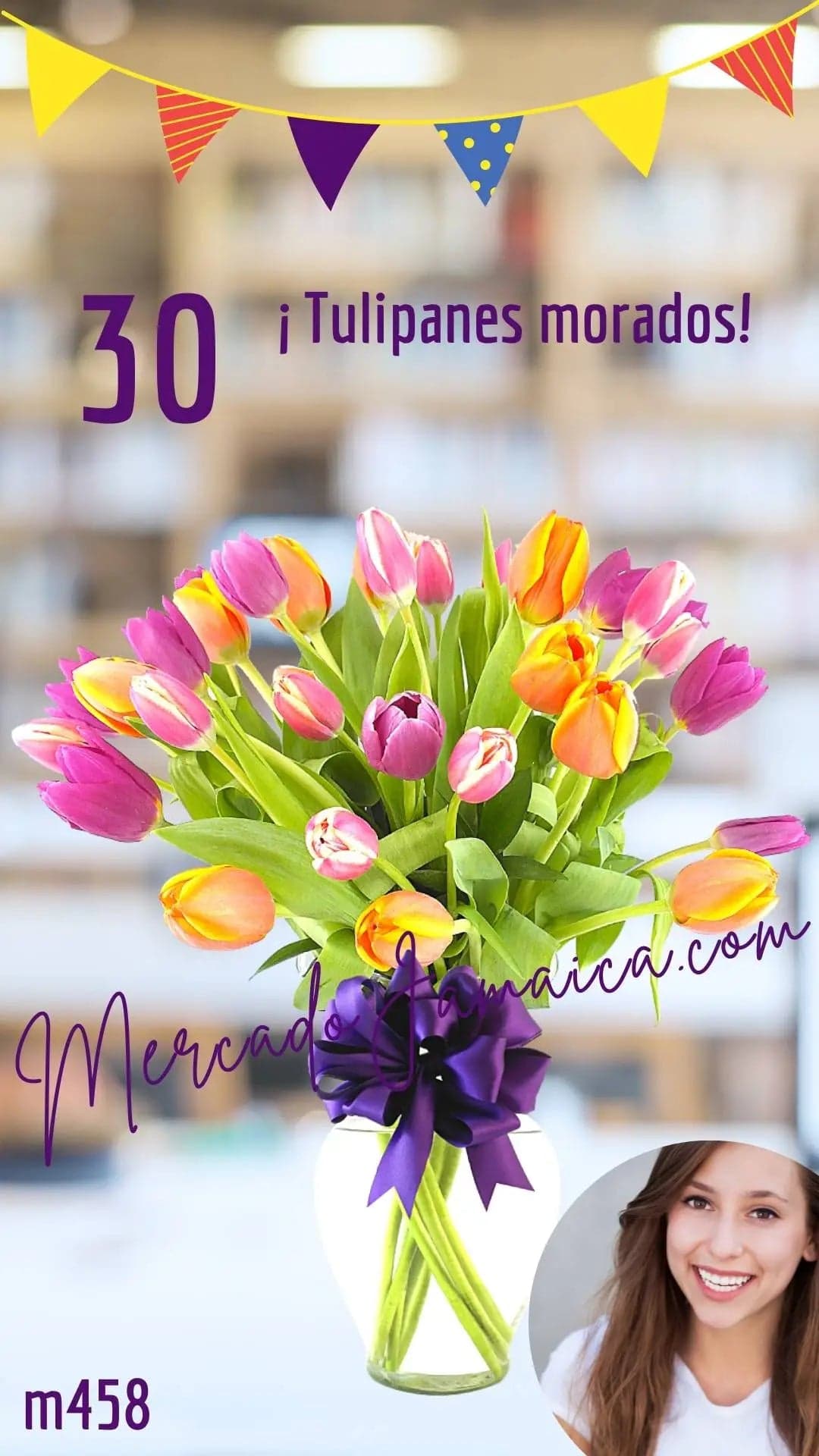 30 Tulipanes Tricolor en Jarrón · CDMX a Domicilio