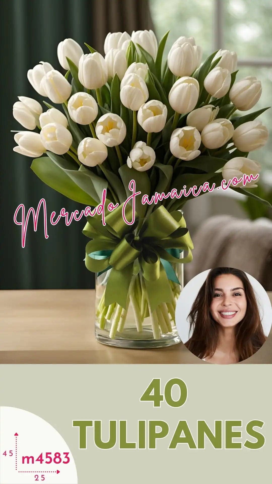Arreglo 40 Tulipanes Blancos en Florero · CDMX