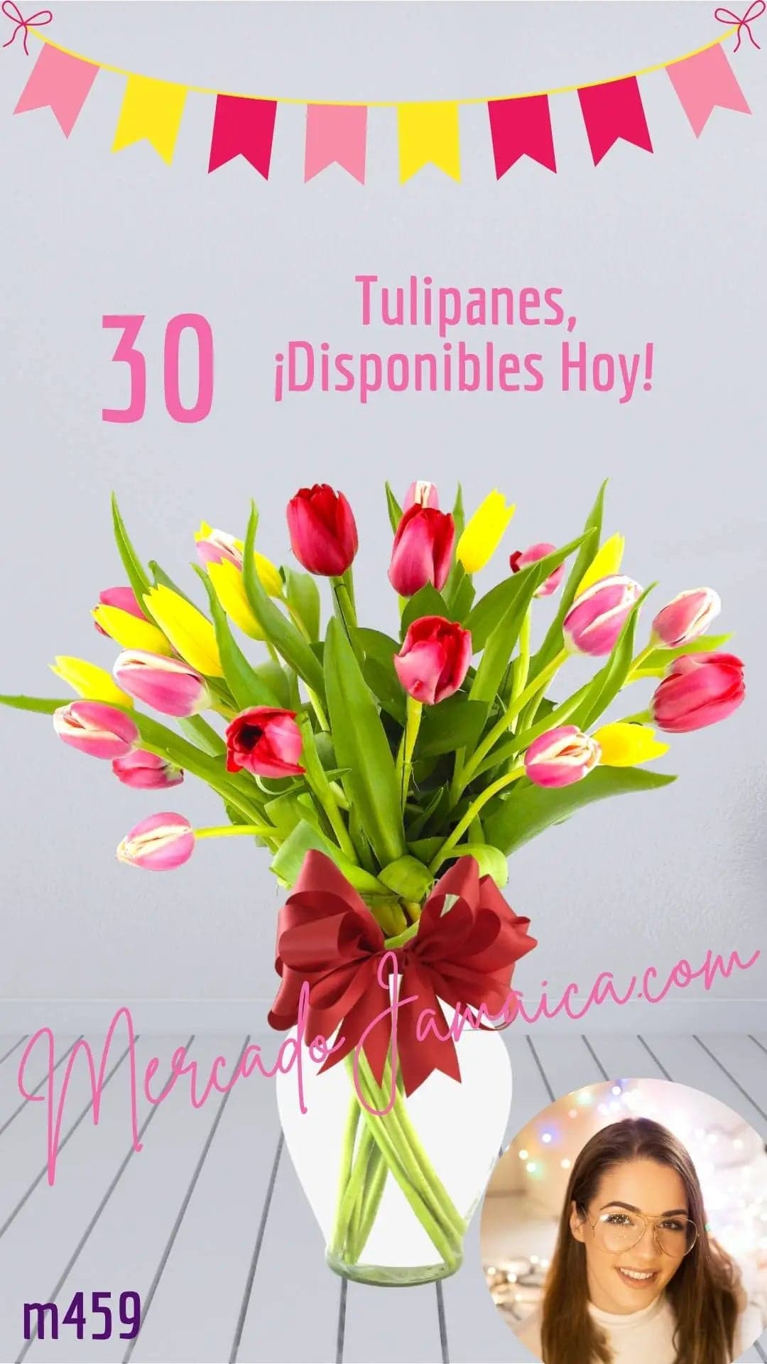30 Tulipanes Multicolores en Jarrón · CDMX