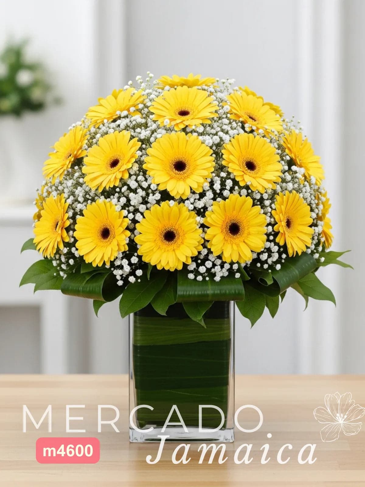 20 Gerberas Amarillas en Florero | CDMX a Domicilio